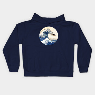 Great Wave off Kanagawa Cat Surfer Kids Hoodie