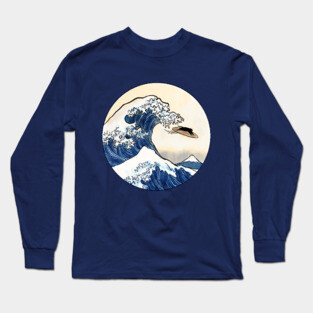 Great Wave off Kanagawa Cat Surfer Long Sleeve T-Shirt