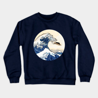 Great Wave off Kanagawa Cat Surfer Crewneck Sweatshirt