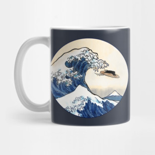 Great Wave off Kanagawa Cat Surfer Mug