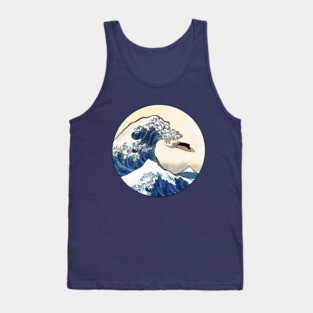 Great Wave off Kanagawa Cat Surfer Tank Top