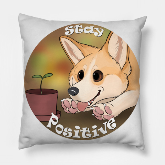Stay Positive Pillow by Paper Wings