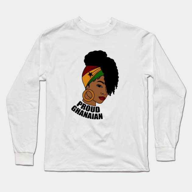Ghana Flag, Proud Ghanaian Woman, Love Ghana, West Africa Long Sleeve T-Shirt by logiamerch