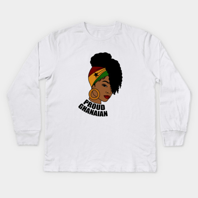 Ghana Flag, Proud Ghanaian Woman, Love Ghana, West Africa Kids Long Sleeve T-Shirt by logiamerch