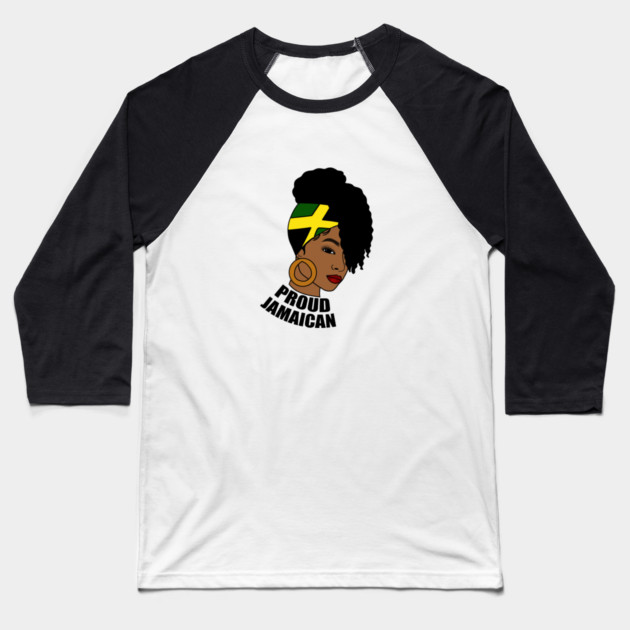 Jamaica Flag, Proud Jamaican Woman, Jamaica Flag, Afro Rasta Baseball T-Shirt by logiamerch