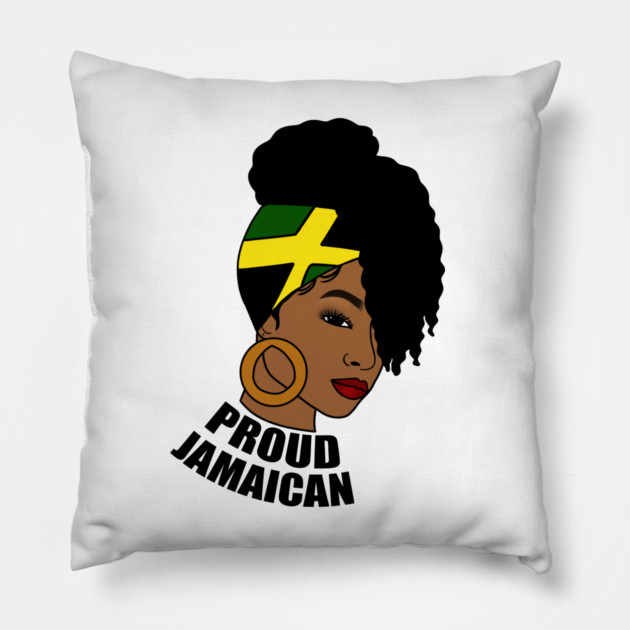 Jamaica Flag, Proud Jamaican Woman, Jamaica Flag, Afro Rasta Pillow by logiamerch