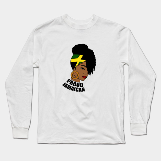 Jamaica Flag, Proud Jamaican Woman, Jamaica Flag, Afro Rasta Long Sleeve T-Shirt by logiamerch