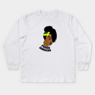 Jamaica Flag, Proud Jamaican Woman, Jamaica Flag, Afro Rasta Kids Long Sleeve T-Shirt