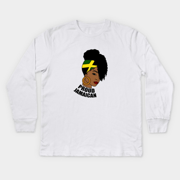 Jamaica Flag, Proud Jamaican Woman, Jamaica Flag, Afro Rasta Kids Long Sleeve T-Shirt by logiamerch