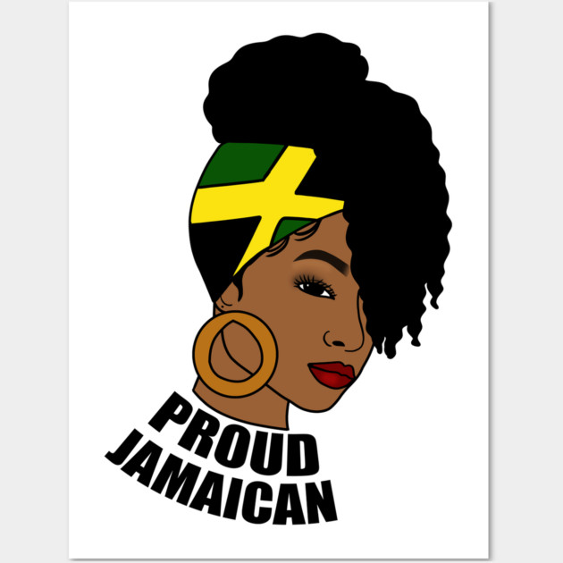 Jamaica Flag, Proud Jamaican Woman, Jamaica Flag, Afro Rasta Wall Art by logiamerch