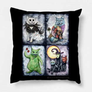 Nightmeow Before Hiss-tmas Halloween Cat Pillow