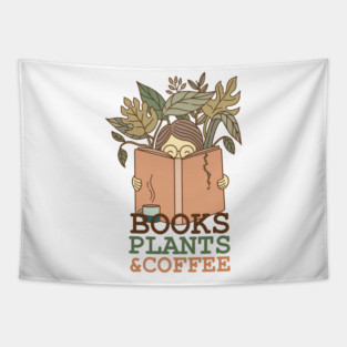 Books Plants and Coffee Tapestry