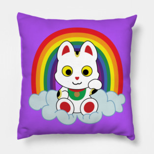 Rainbow Maneki Neko Pillow