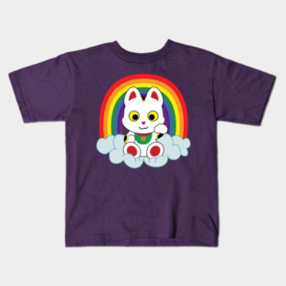 Rainbow Maneki Neko Kids T-Shirt