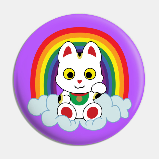 Rainbow Maneki Neko Pin by StineBrunson