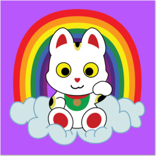 Rainbow Maneki Neko Posters and Art