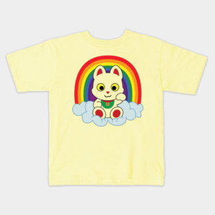 Rainbow Mankei Neko Dark Outline Kids T-Shirt