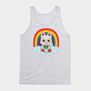 Rainbow Mankei Neko Dark Outline Tank Top