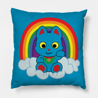 Rainbow Mankei Neko Dark Outline Pillow