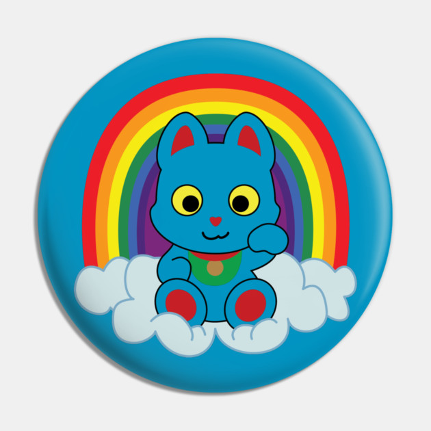 Rainbow Mankei Neko Dark Outline Pin by StineBrunson