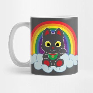 Rainbow Maneki Neko Light Outline Mug