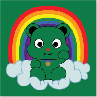 Rainbow Mankei Kuma Dark Outline Posters and Art