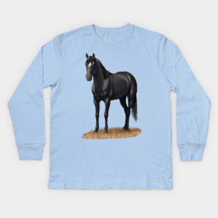 Beautiful Black Quarter Horse Stallion Kids Long Sleeve T-Shirt