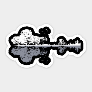 Mountain Biking Guitar Tree Sticker