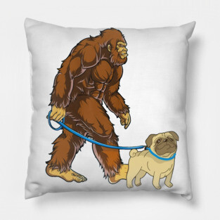 Funny Bigfoot Sasquatch Walking Pug Pillow