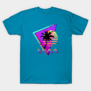 Vaporwave Palm Sunset 80s 90s Retro Glitch Aesthetic T-Shirt