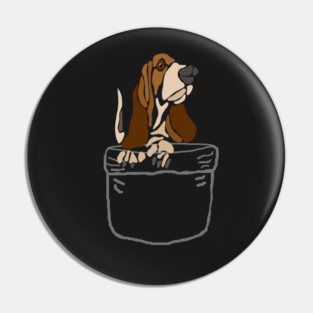 Funny Cute Basset Hound in a Pocket Pin