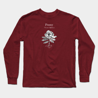 Peony - Latin Name - Botanical illustration 1. Long Sleeve T-Shirt