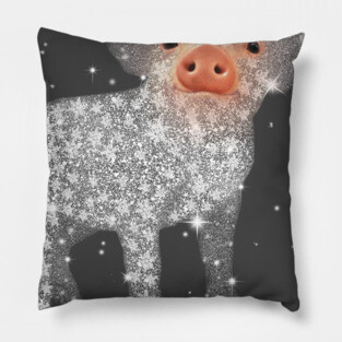 Cute Pig Snow Flower. Pillow