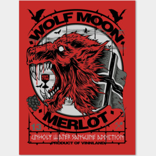 "WOLF MOON MERLOT" RED Posters and Art