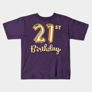 21st Birthday Gifts - Party Balloons Gold Kids T-Shirt