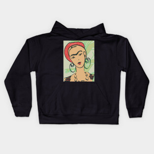 FRIDA KAHLO Mexican Feminist portrait painting Kids Hoodie