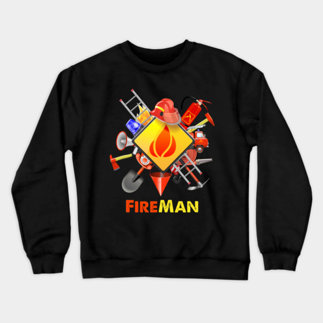 Fire safety Firefighter Fire Extinguishers fireman Crewneck Sweatshirt by DrollDrifters