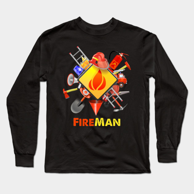 Fire safety Firefighter Fire Extinguishers fireman Long Sleeve T-Shirt by DrollDrifter