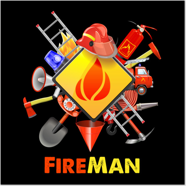 Fire safety Firefighter Fire Extinguishers fireman Wall Art by DrollDrifter