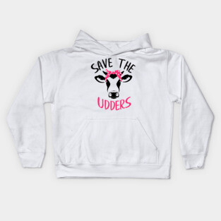 Save The Udders Cow Breast Cancer Awareness Kids Hoodie