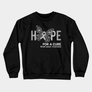 Hope For A Cure Butterfly Gift Brain cancer Crewneck Sweatshirt
