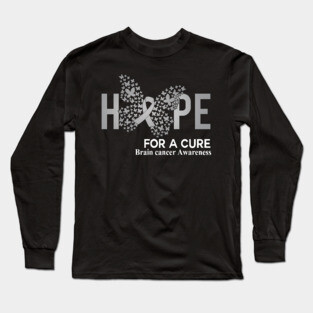 Hope For A Cure Butterfly Gift Brain cancer Long Sleeve T-Shirt