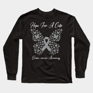 Hope For A Cure  Butterfly Gift  Brain cancer 3 Long Sleeve T-Shirt