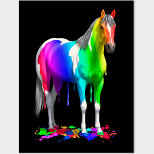 Colorful Rainbow Paint Horse Posters and Art