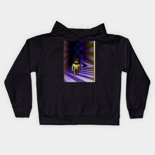 Cat Behind The Door - Psychedelic Surrealism Kids Hoodie