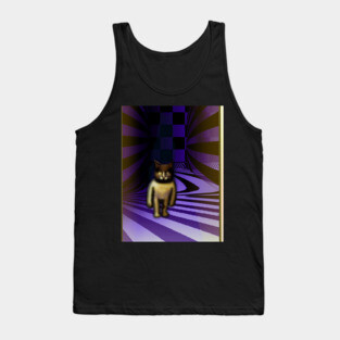 Cat Behind The Door - Psychedelic Surrealism Tank Top