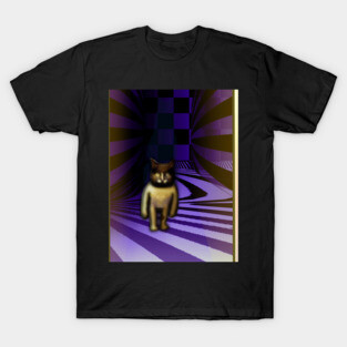 Cat Behind The Door - Psychedelic Surrealism T-Shirt