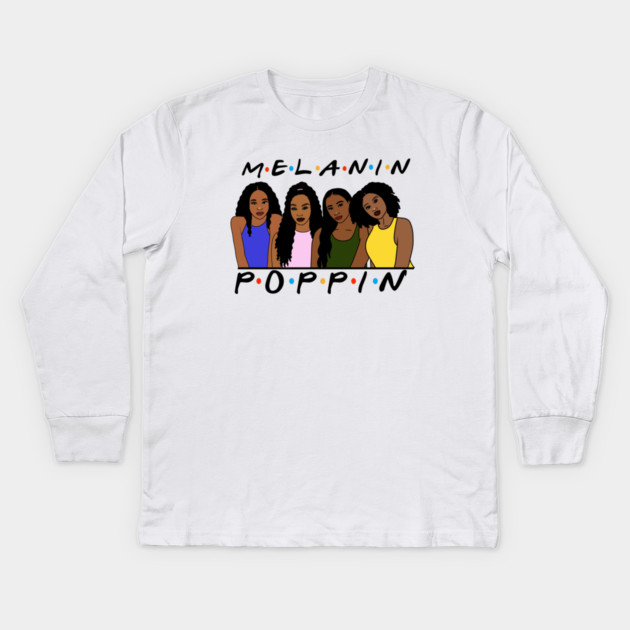 Melanin Women Poppin, Afro Black Girl Magic Kids Long Sleeve T-Shirt by logiamerch