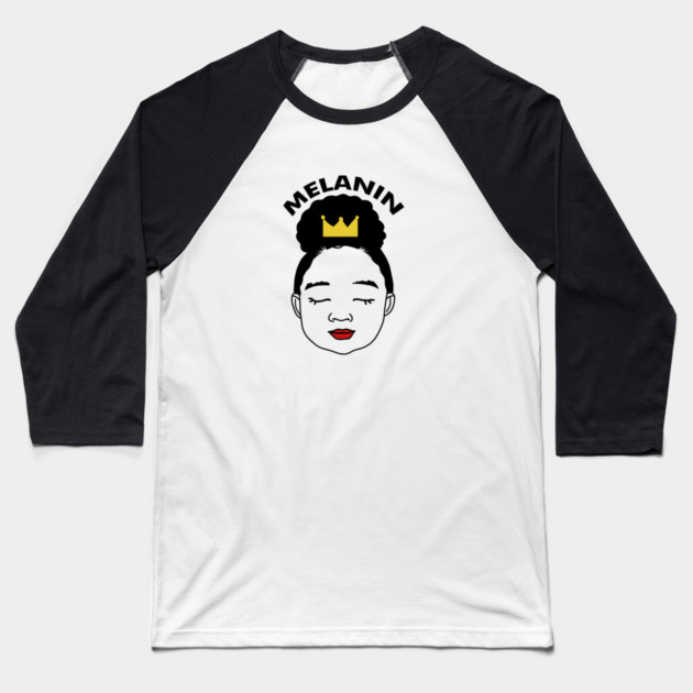 Melanin Afro Girl Birthday, Proud African Baseball T-Shirt by logiamerch