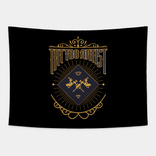 Tattoo Artist Golden Shield Tapestry